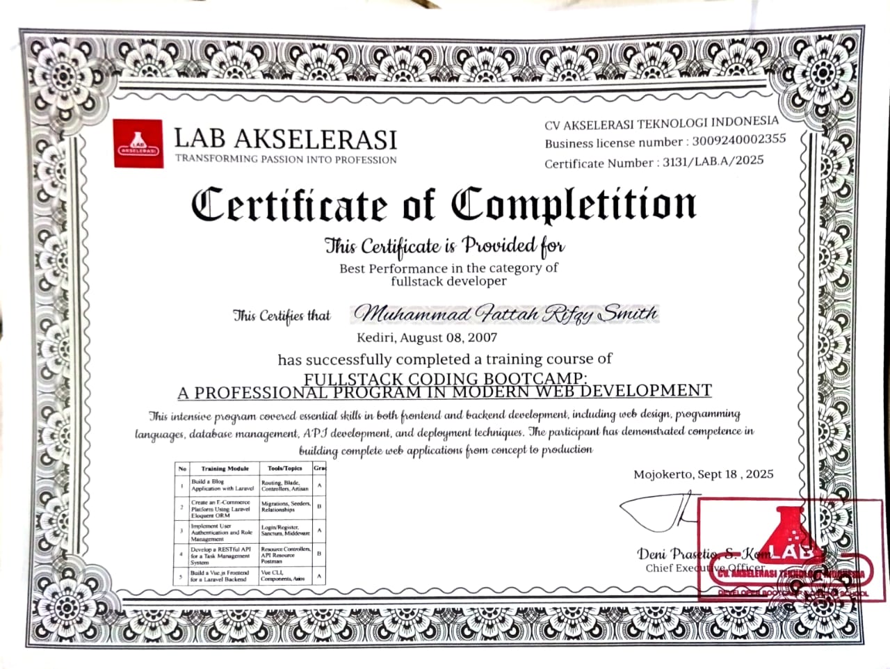 Internship Certificate